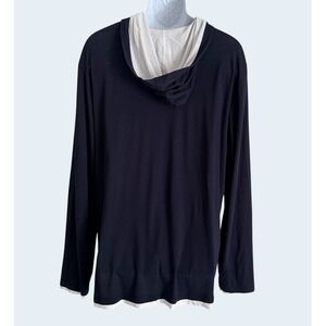 Pima Cotton Double Layer Hoodie Vince XL Navy Luxury Lightweight Pullover